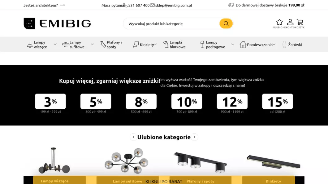 Sklep z lampami EMIBIG - zrzut ekranu