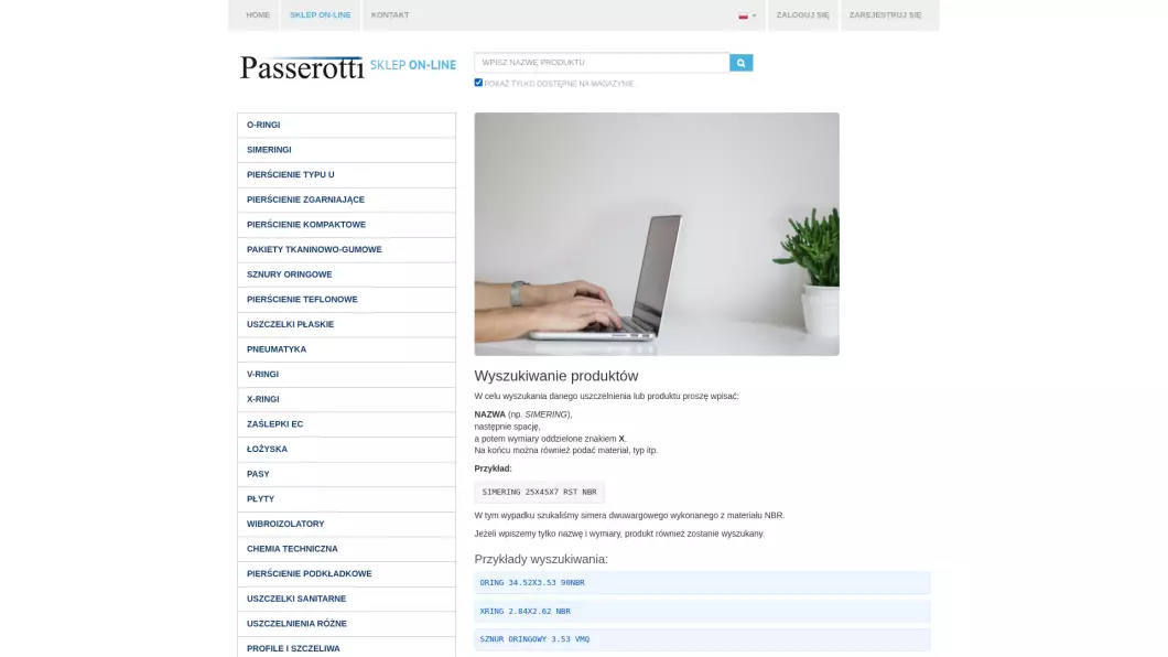 Uszczelnienia techniczne - Sklep Passerotti - zrzut ekranu
