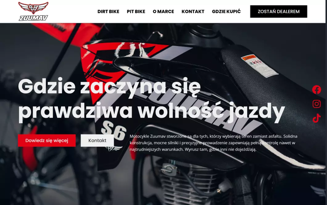 Zuumav - motocykle terenowe - zrzut ekranu