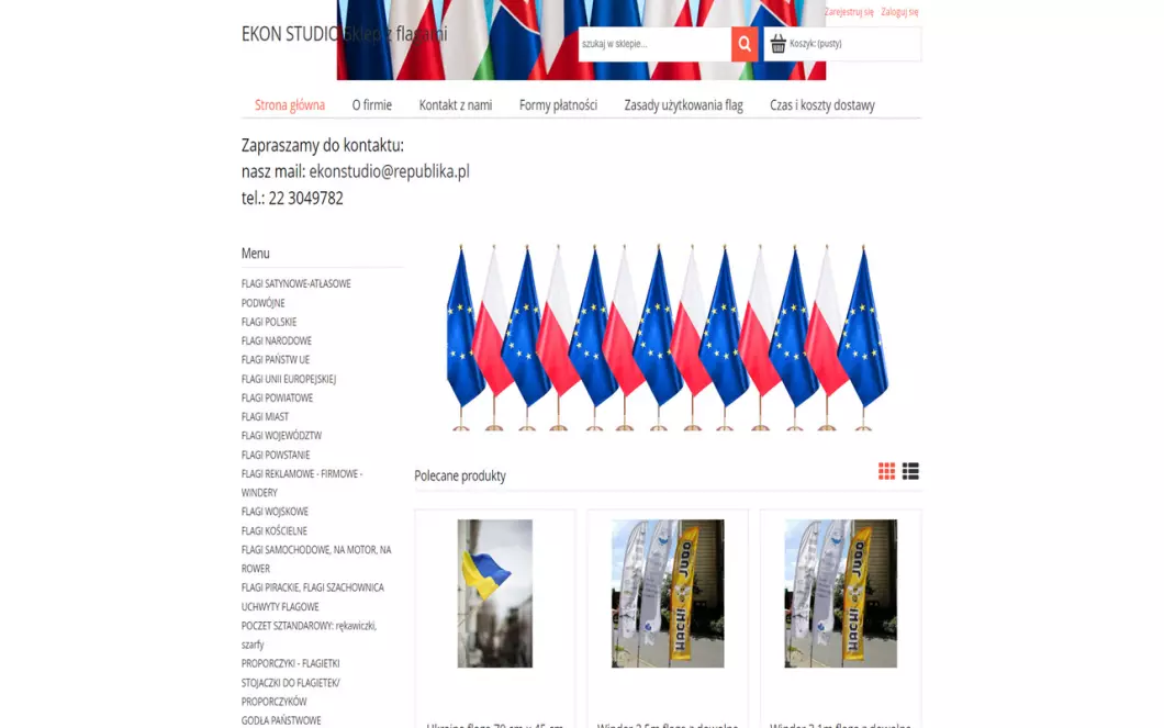 EKON STUDIO Sklep z flagami - zrzut ekranu