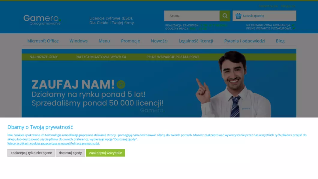 Klucze aktywacyjne, licencje, oprogramowania | Gamero - zrzut ekranu