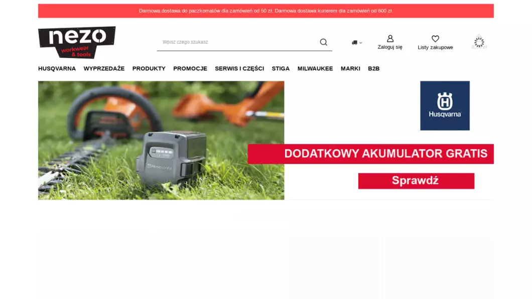 Husqvarna sklep - Autoryzowany dealer NEZO - zrzut ekranu