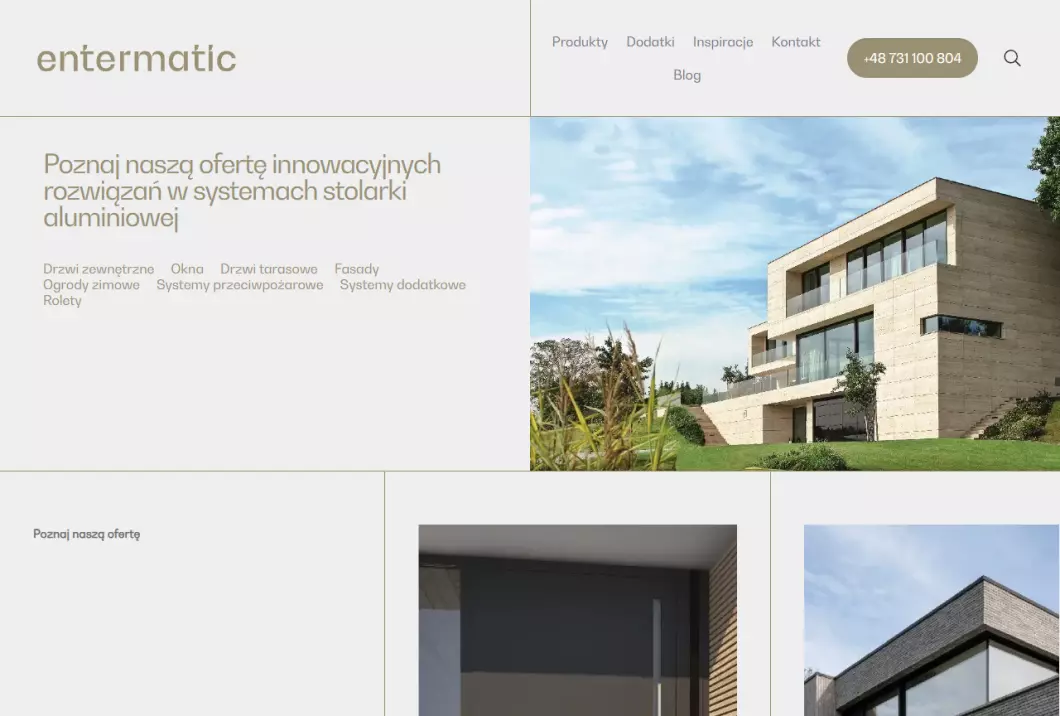 Entermatic - producent okien i drzwi zewnętrznych - zrzut ekranu