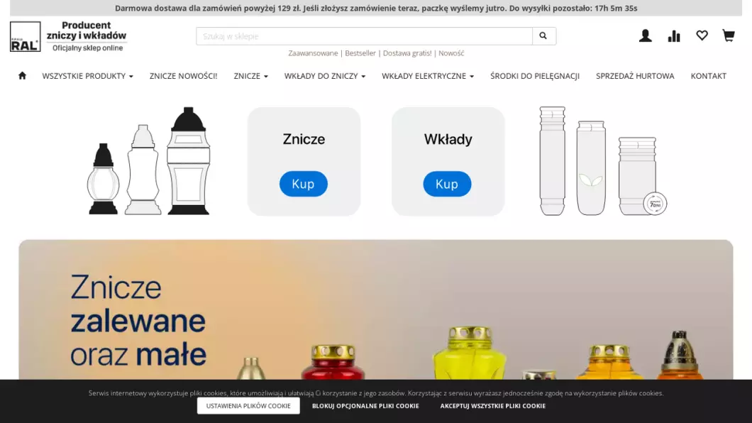 Producent zniczy i wkładów RAL - zrzut ekranu