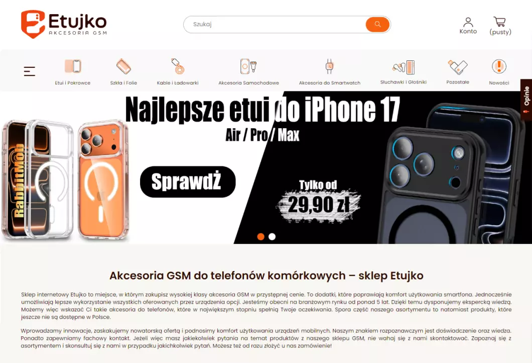 Sklep GSM Etujko - zrzut ekranu