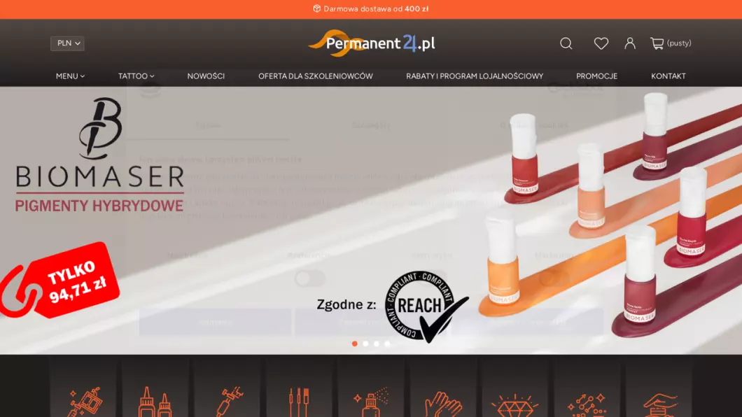 Sklep kosmetyczny Permanent24.pl - zrzut ekranu