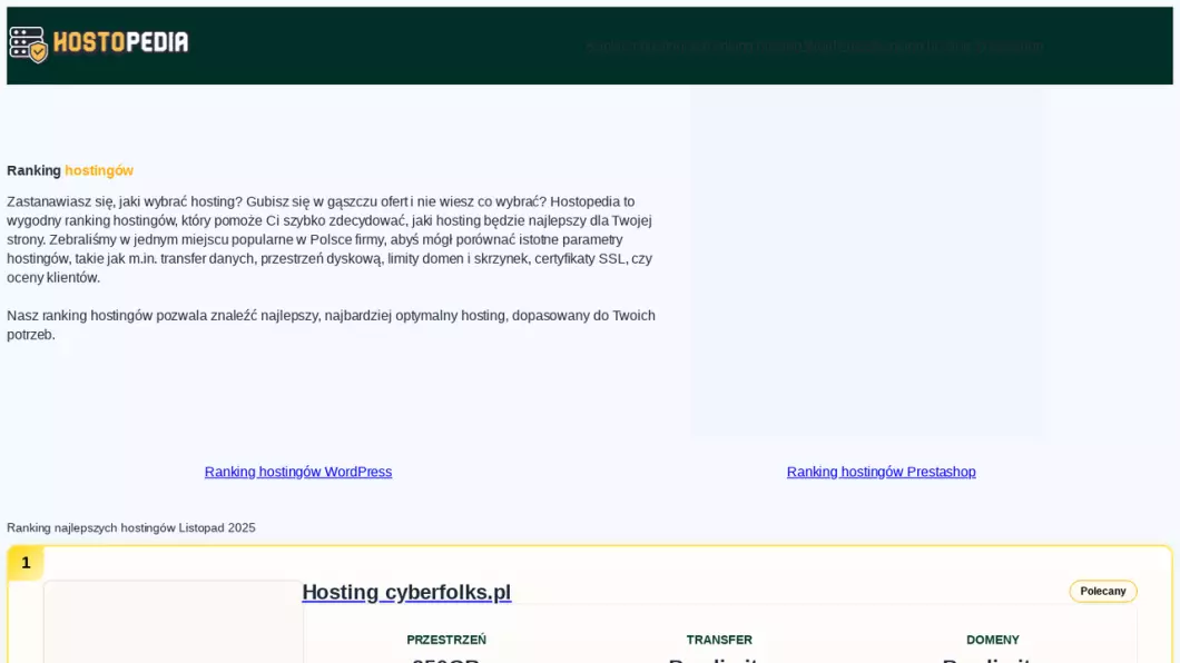 Hostopedia - zrzut ekranu